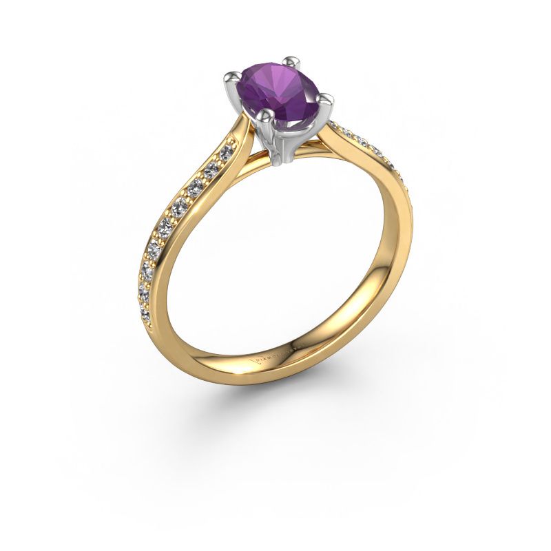 Engagement ring Mignon OVL 2 585 gold amethyst 7x5 mm