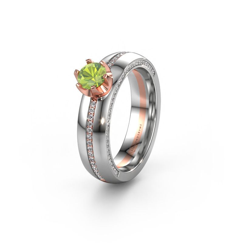 Huwelijksring WH0416L25E 585 rosé goud peridoot ±5x2.6 mm