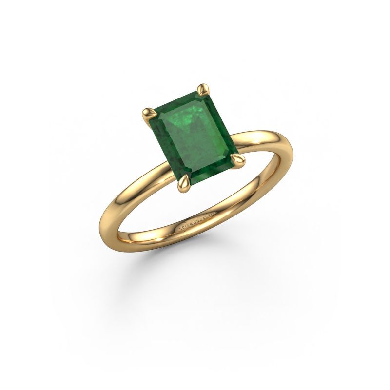 Verlovingsring Crystal EME 1 585 goud smaragd 8x6 mm