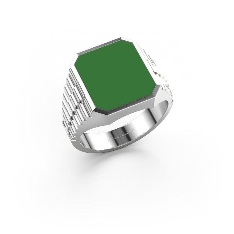 Siegelring Brent 3 950 Platin grüne Emaille 14x12 mm