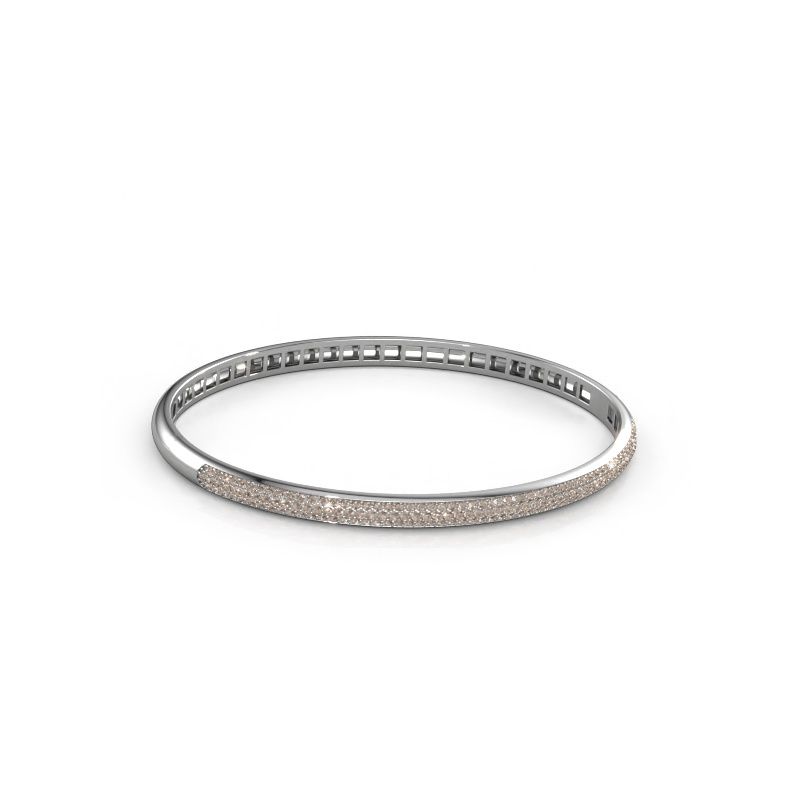Bracelet jonc Emely 4mm 585 or blanc diamant brun 1.178 crt