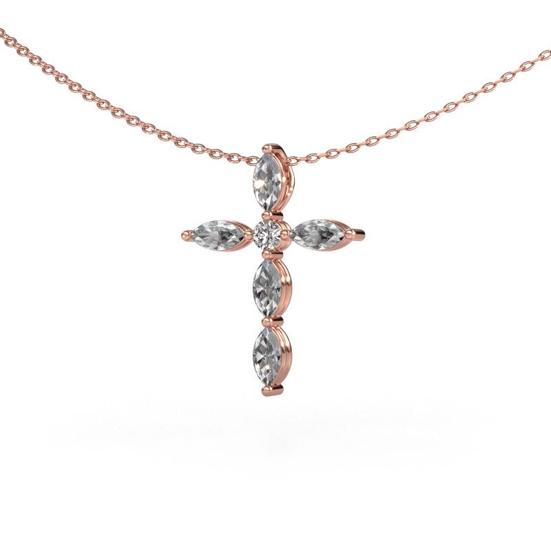 Pendentif Cross 2 585 or rose diamant 1.35 crt