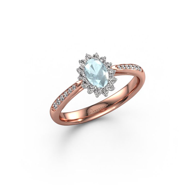 Verlobungsring Tilly ovl 2 585 Roségold Aquamarin 7x5 mm