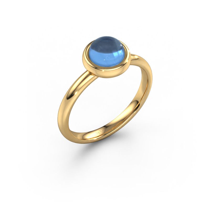 Ring Blossom RND 585 goud blauw topaas 5 mm