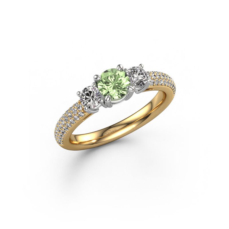 Engagement ring Marielle RND 585 gold green lab grown diamond 6 mm