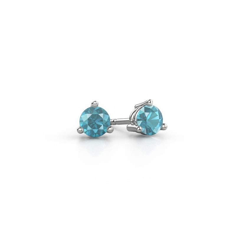 Oorstekers Somer 585 witgoud blauw topaas 4.7 mm