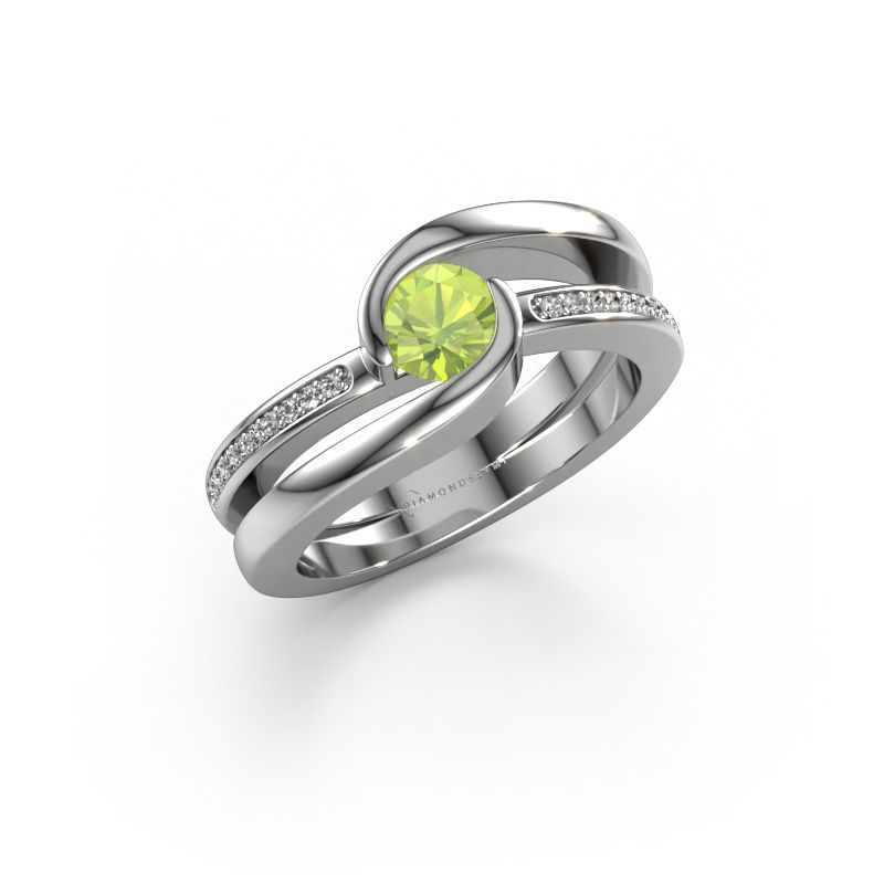 Bague Xenia 2 950 platine péridot 5 mm