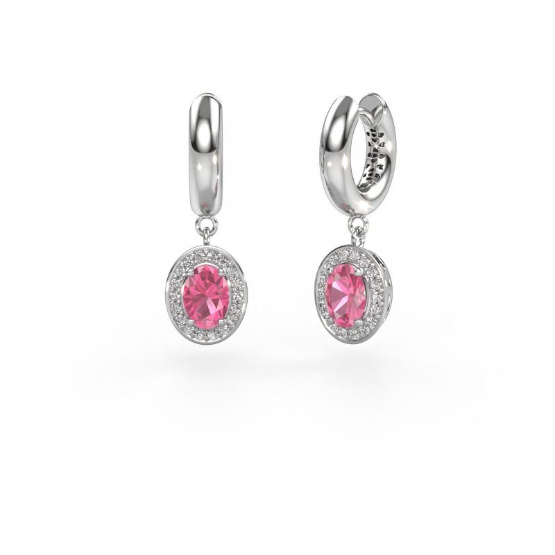 Ohrhänger Annett 950 Platin Pink Saphir 7x5 mm