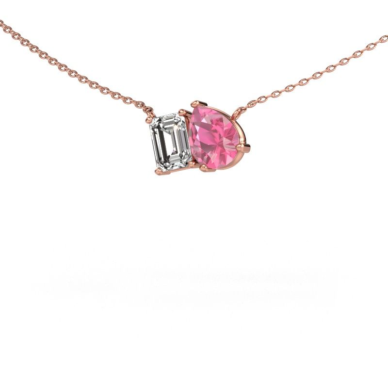 Pendant Toi et Moi PER EME 585 rose gold pink sapphire 8x6 mm