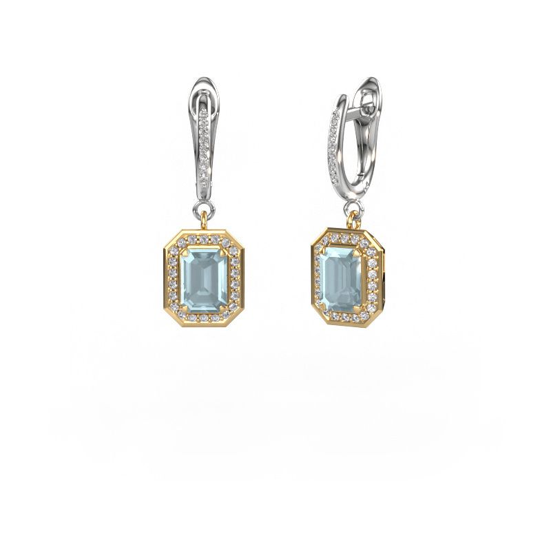 Drop earrings Dodie 2 585 gold aquamarine 6.5x4.5 mm