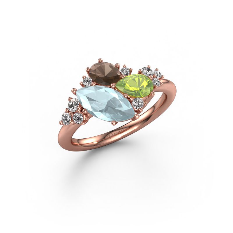 Ring Amanda 585 rose gold aquamarine 10x5 mm