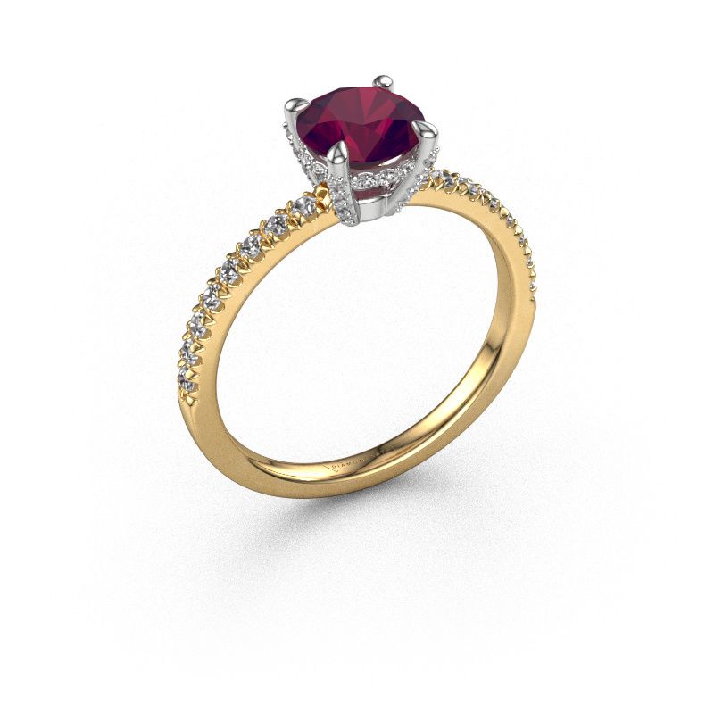 Verlovingsring Saskia rnd 1 585 goud rhodoliet 6.5 mm