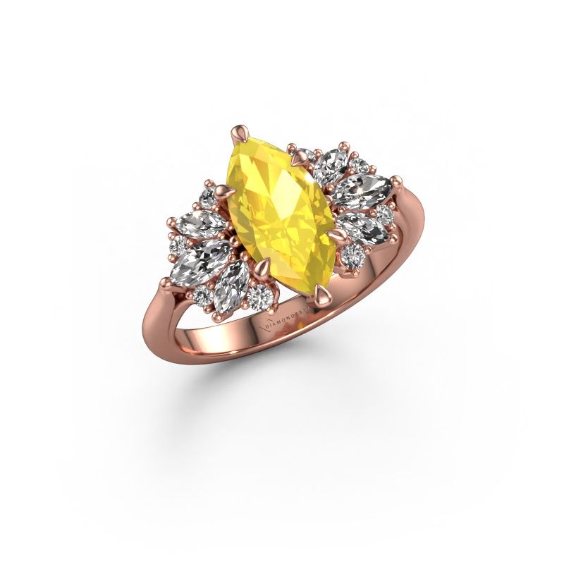 Verlobungsring Jaimie 585 Roségold Gelb Saphir 12x6 mm