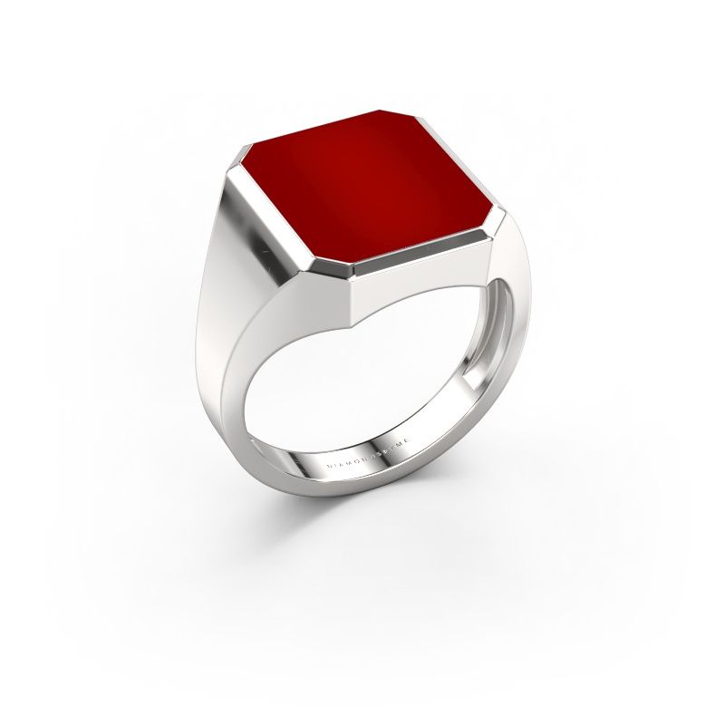 Zegelring Lars 3 light 585 witgoud carneool 14x12 mm
