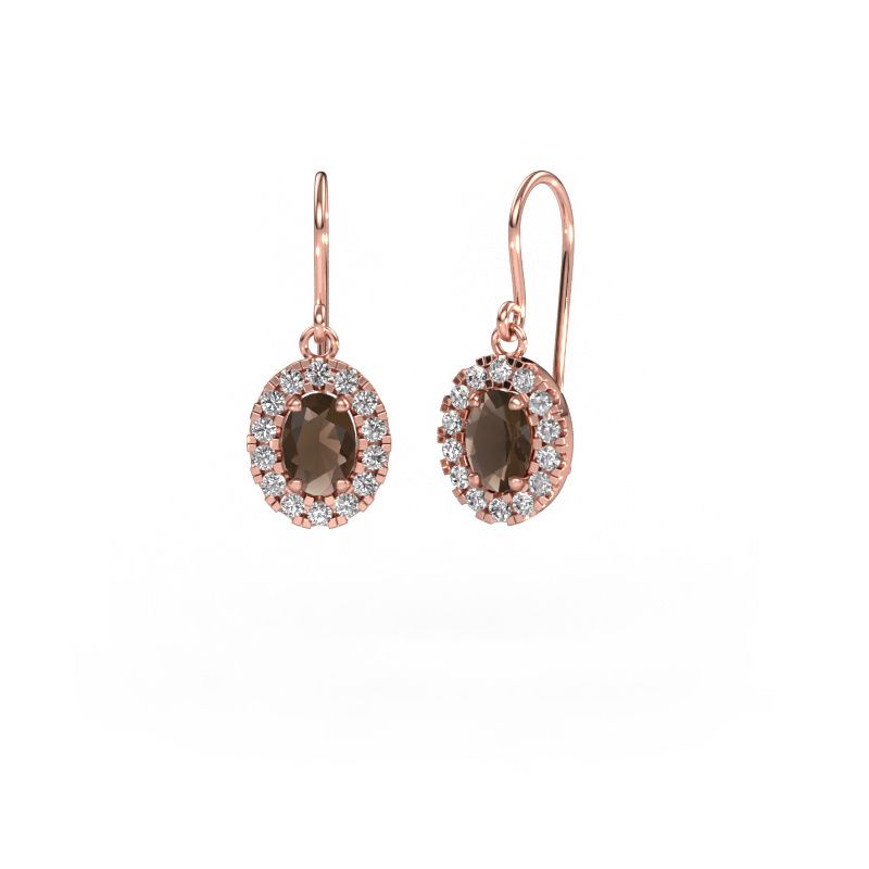 Drop earrings Jorinda 1 585 rose gold smokey quartz 7x5 mm