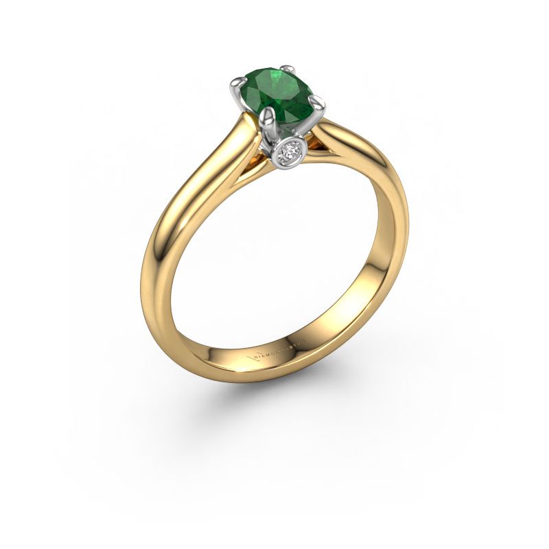 Engagement ring Valorie ovl 1 585 gold emerald 6.5x4.5 mm