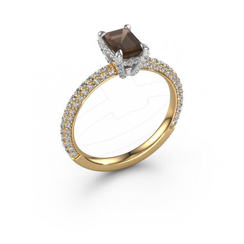Engagement ring Saskia EME 2 585 gold smokey quartz 6.5x4.5 mm
