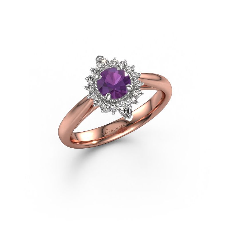 Verlovingsring Susan 585 rosé goud amethist 5 mm