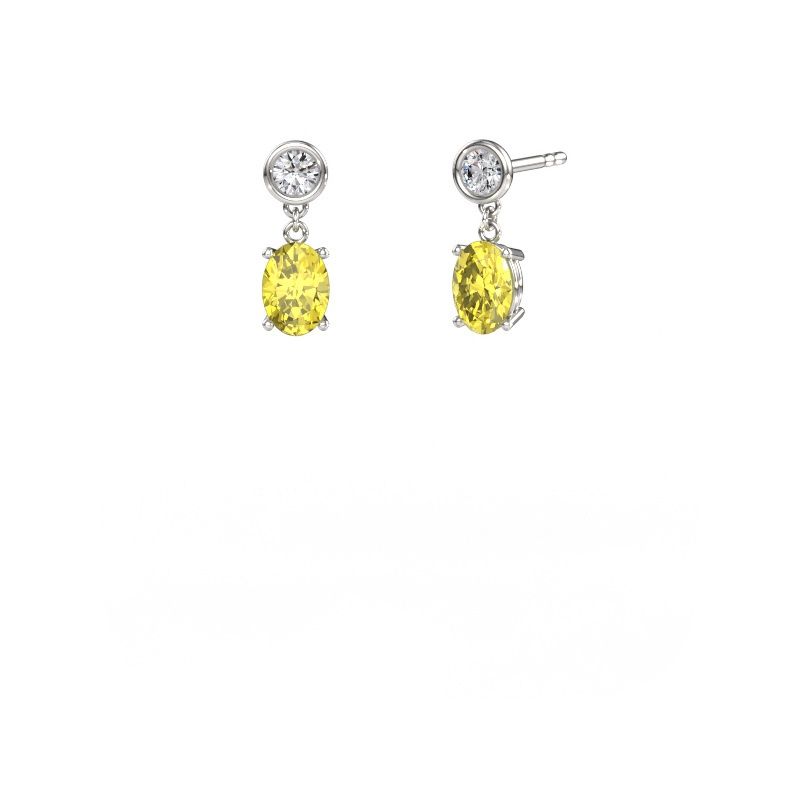 Drop earrings Lacey OVL 950 platinum yellow lab grown diamond 7x5 mm