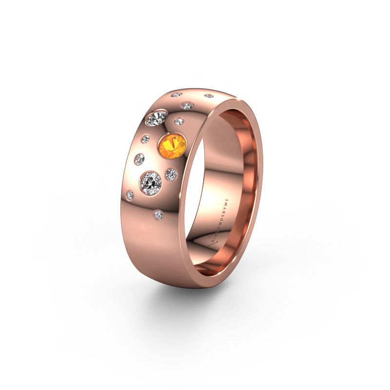 Trouwring WH0141L26BP 585 rosé goud citrien ±7x2 mm