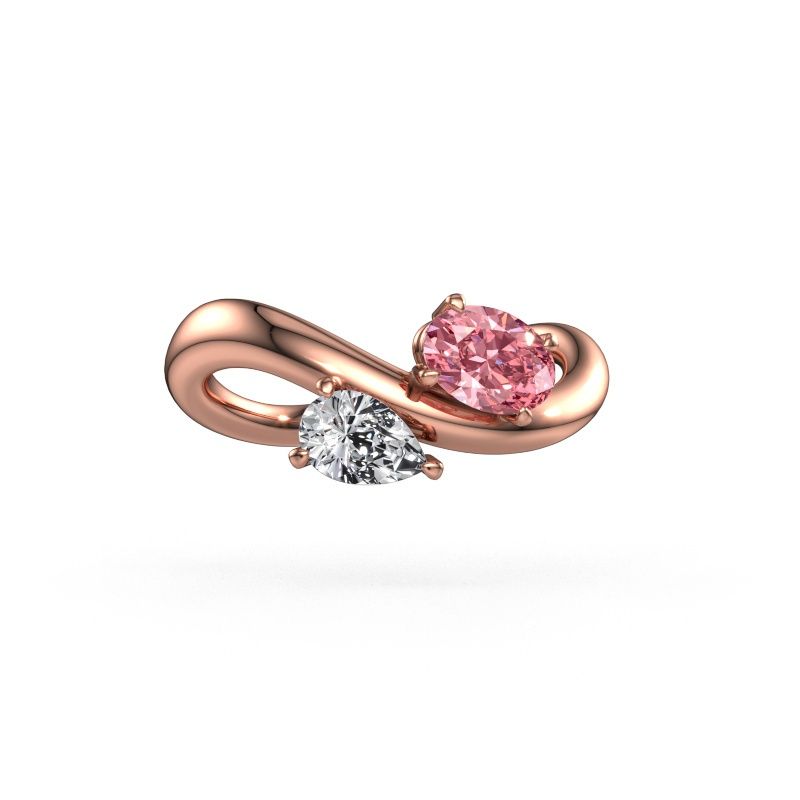 Engagement ring Chloe OVL-PER 585 rose gold pink lab grown diamond 6.5x4.5 mm