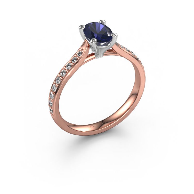 Engagement ring Mignon OVL 2 585 rose gold sapphire 7x5 mm
