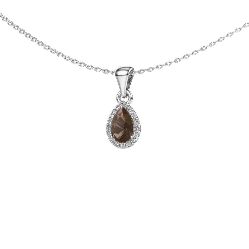 Image of Necklace seline per<br/>585 white gold<br/>Smokey quartz 6x4 mm
