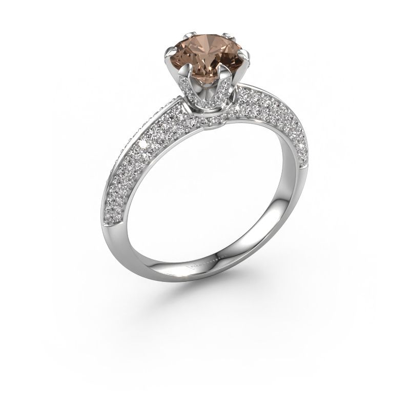Bague de fiançailles Abby 585 or blanc diamant brun 1.65 crt