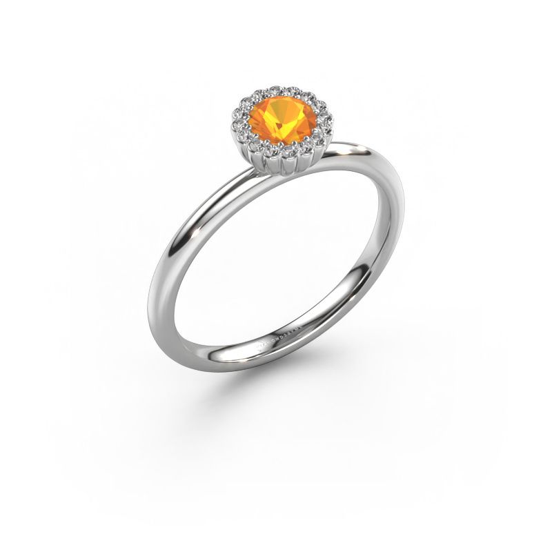 Bague de fiançailles Queen 950 platine citrine 4.2 mm