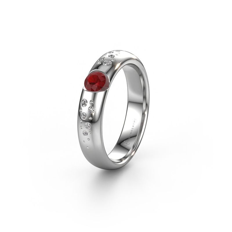 Wedding ring WH2104L34A 585 white gold ruby ±4,5x1.7 mm