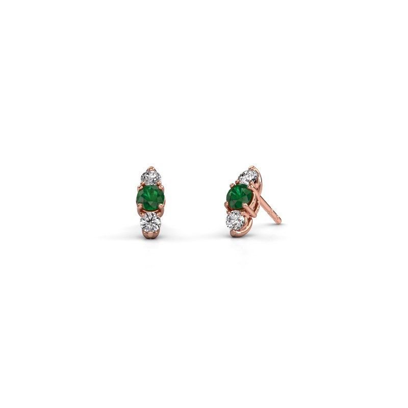 Image of Earrings Amie 585 rose gold emerald 4 mm