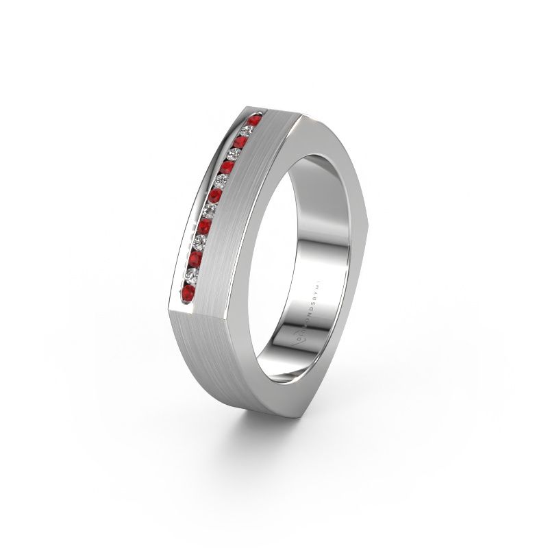 Huwelijksring WH2005L 950 platina robijn ±5x2 mm
