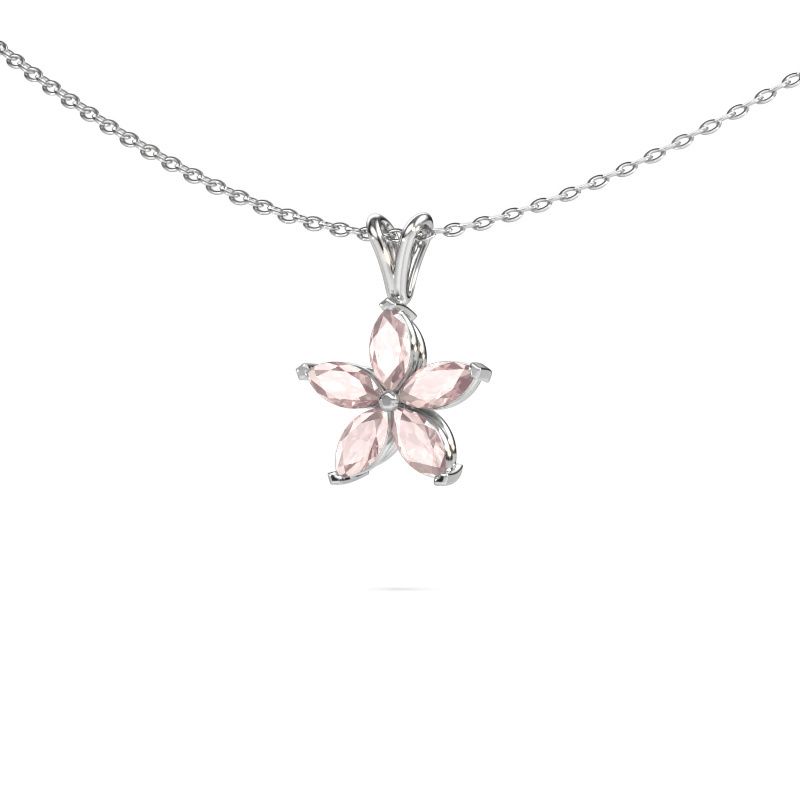 Necklace Sylvana 950 platinum morganite champagne 5x2.5 mm