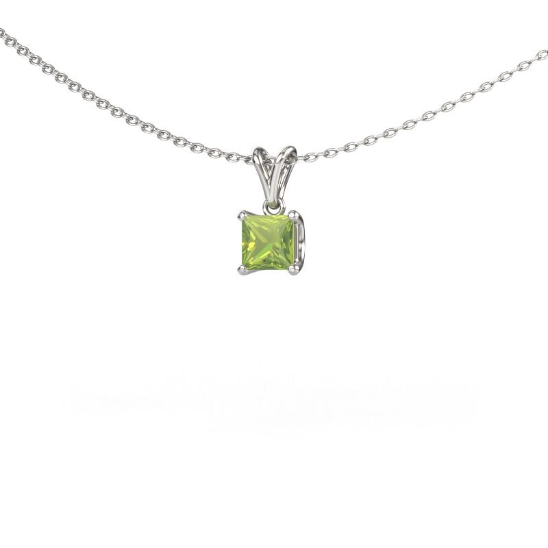 Pendant Sam SQR 585 white gold peridot 4.5 mm