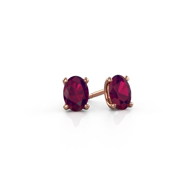 Clous d'oreilles Sam OVL 585 or rose rhodolite 7x5 mm
