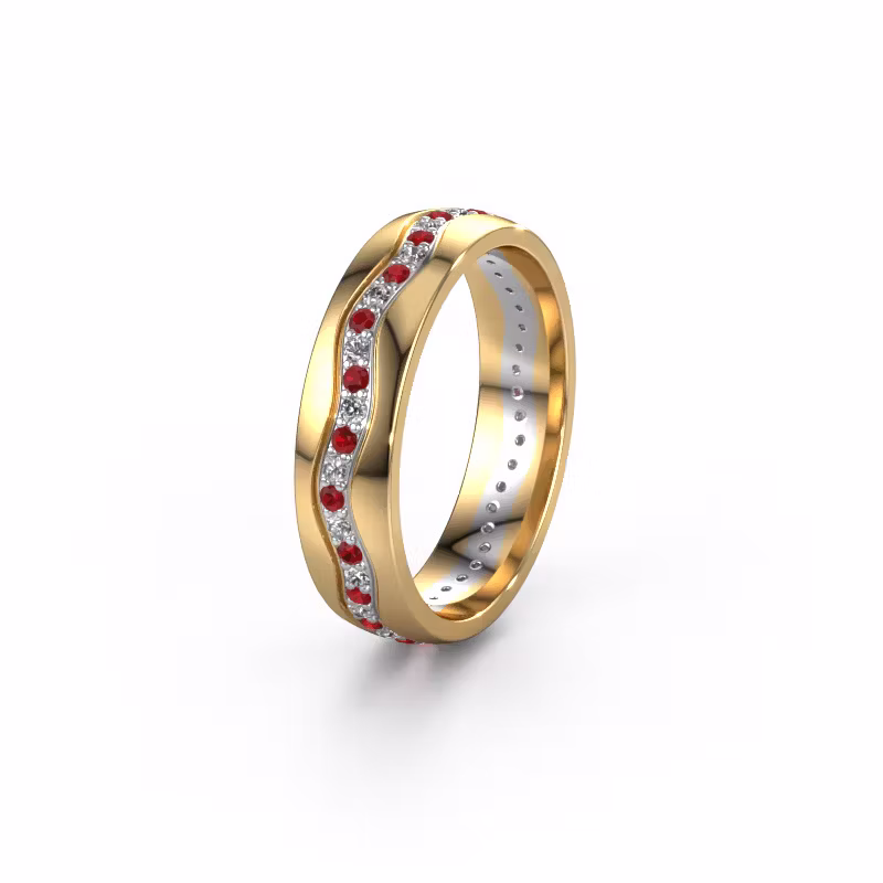 Wedding ring WH0803L25AP 585 gold ruby ±5x1.7 mm