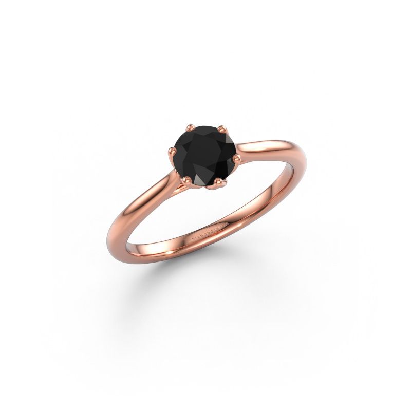 Engagement ring Winona RND 585 rose gold black diamond 0.60 crt
