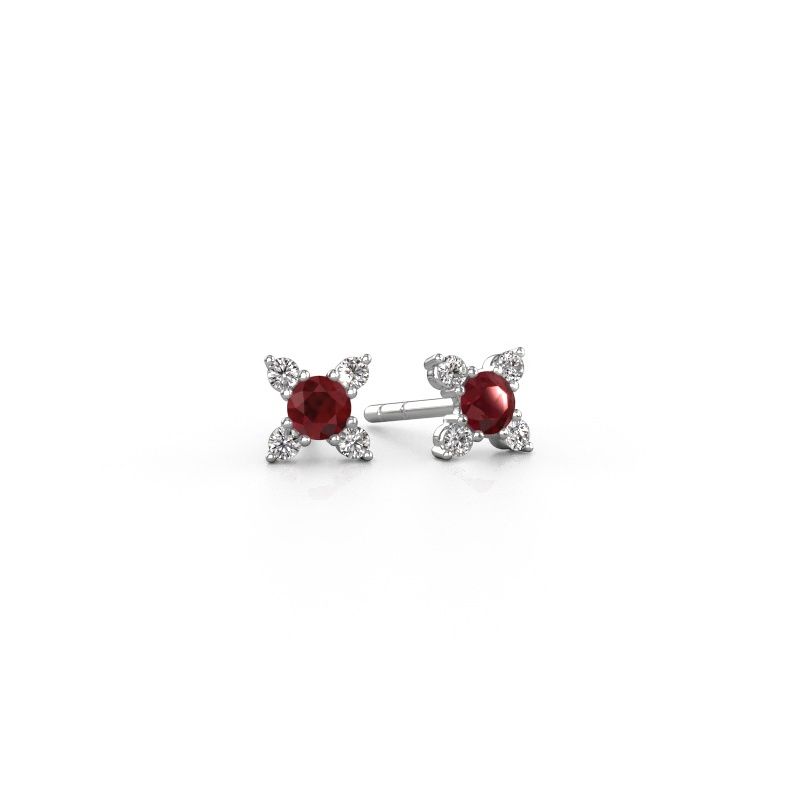 Earrings Nina 585 white gold ruby 3 mm