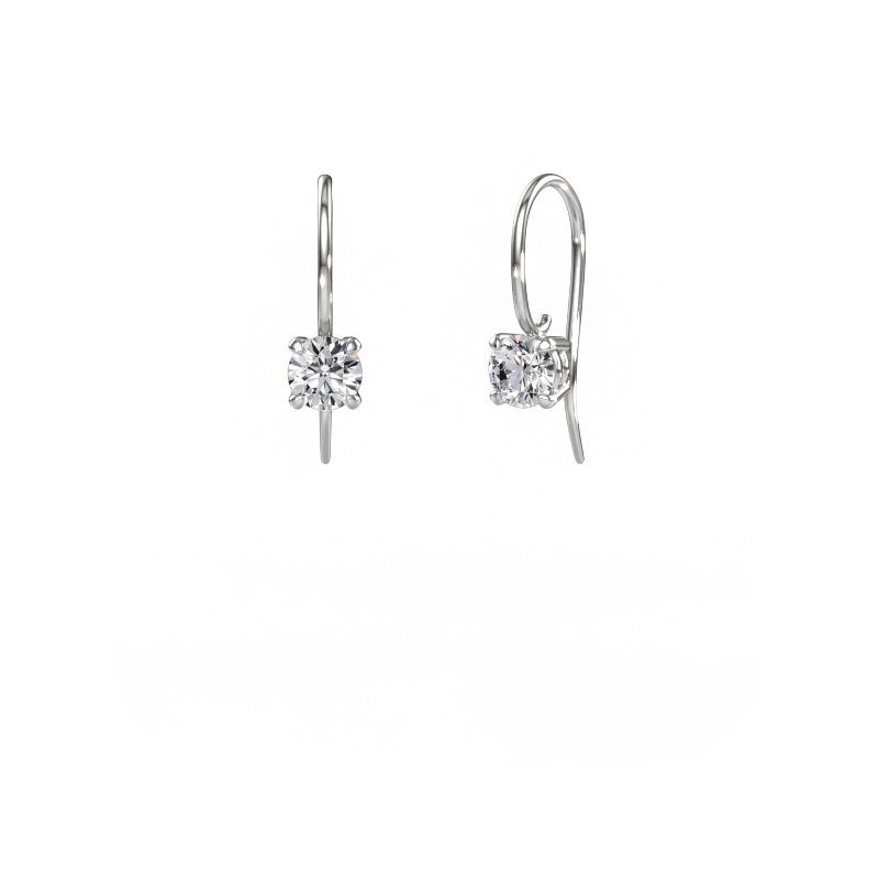 Pendants d'oreilles Cleo RND 585 or blanc diamant synthétique 0.50 crt