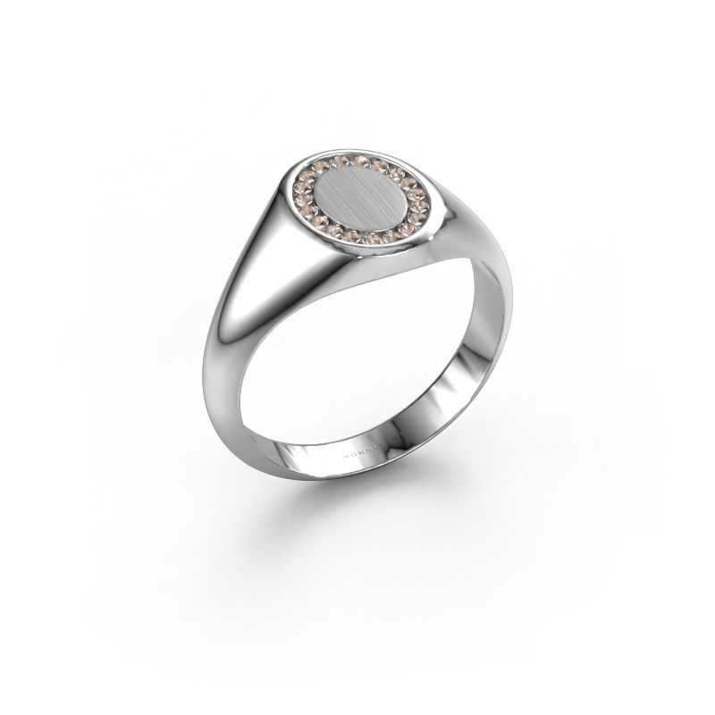 Pinky Ring Floris Oval 1 950 Platin Braun Diamant 0.143 crt