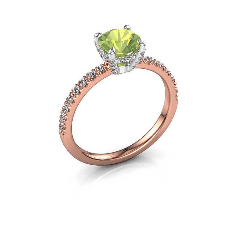 Image of Engagement ring saskia rnd 1<br/>585 rose gold<br/>Peridot 6.5 mm