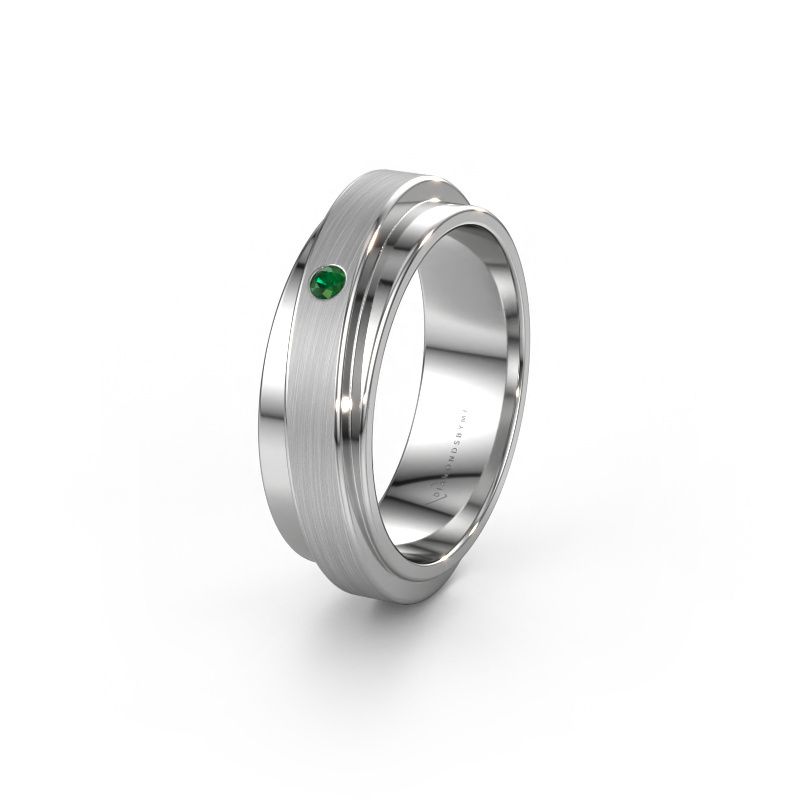 Bague de mariage WH2220L16D 950 platine emeraude ±6 x 2,2 mm