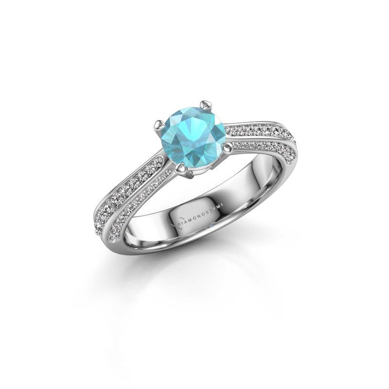 Image of Engagement ring Ruby rnd 585 white gold blue topaz 5.7 mm