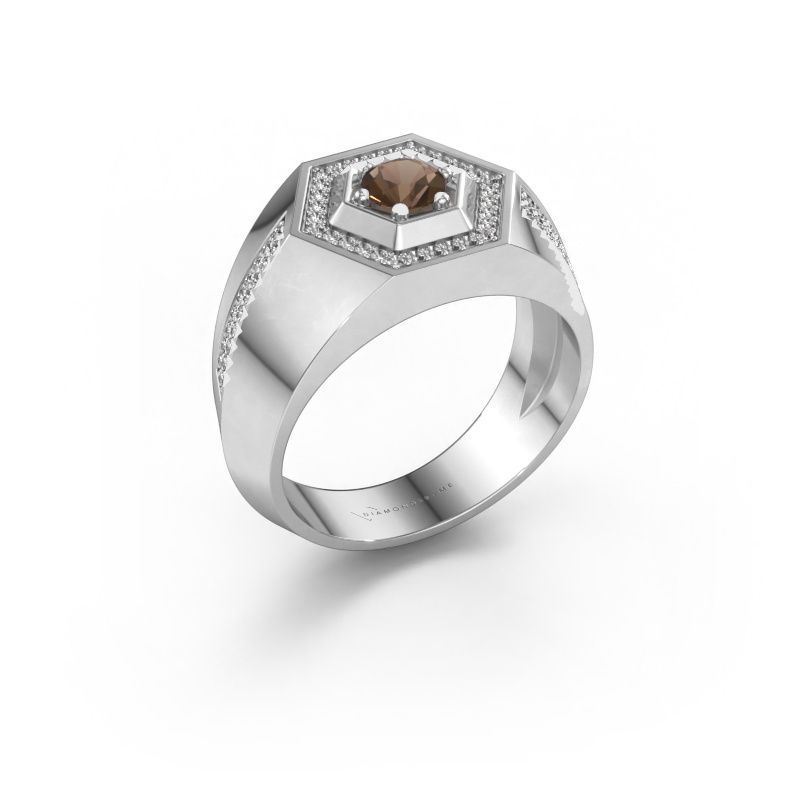 Men's ring Sjoerd 950 platinum smokey quartz 4.7 mm