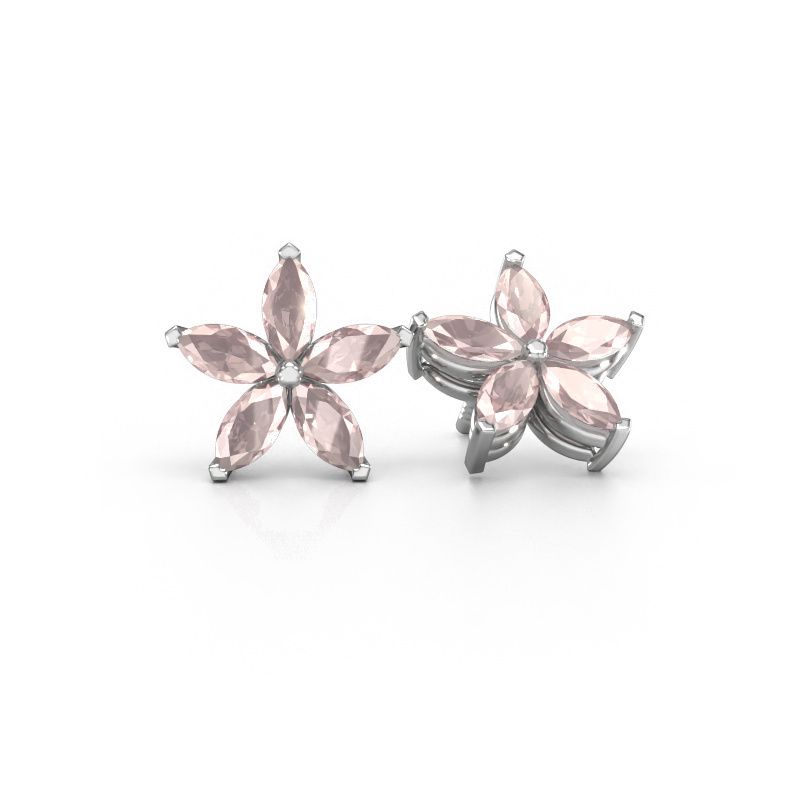 Clous d'oreilles Sylvana 950 platine champagne morganite 5x2.5 mm