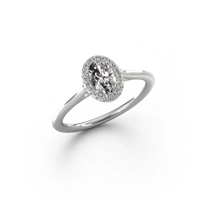 Verlovingsring Seline ovl 1 585 witgoud zirkonia 6x4 mm
