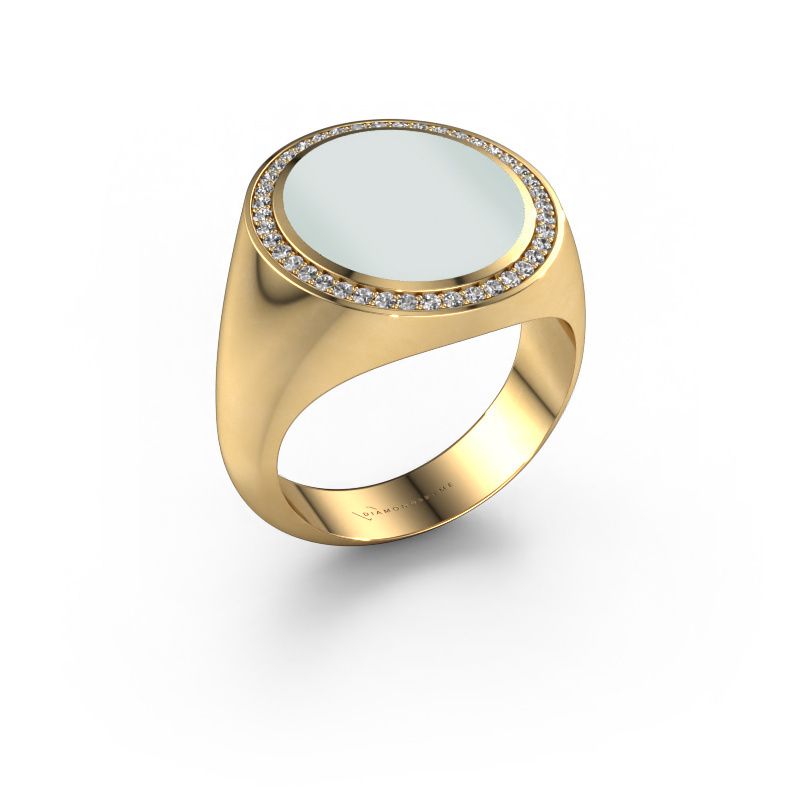 Signet ring Adam 5 585 gold green sardonyx 15x13 mm
