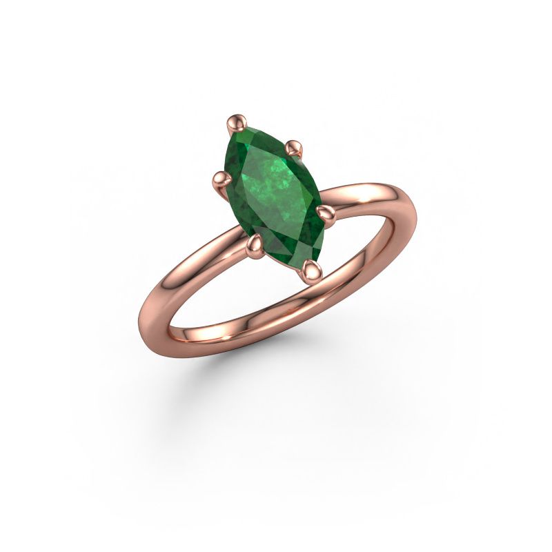 Verlovingsring Simone MRQ 1 585 rosé goud smaragd 11x5.5 mm