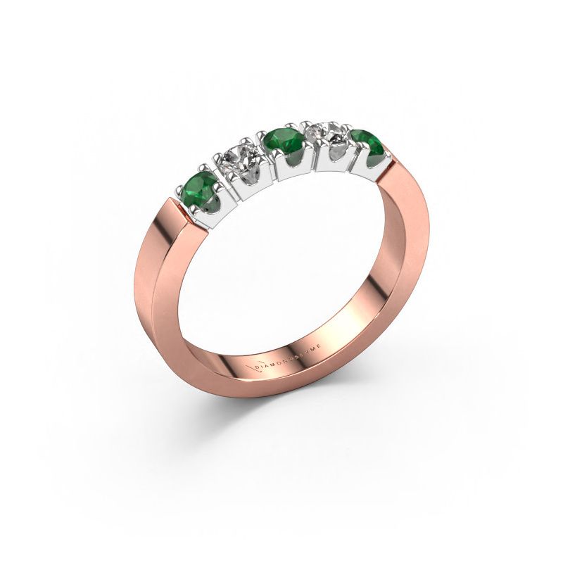 Ring Dana 5 585 rosé goud smaragd 3 mm