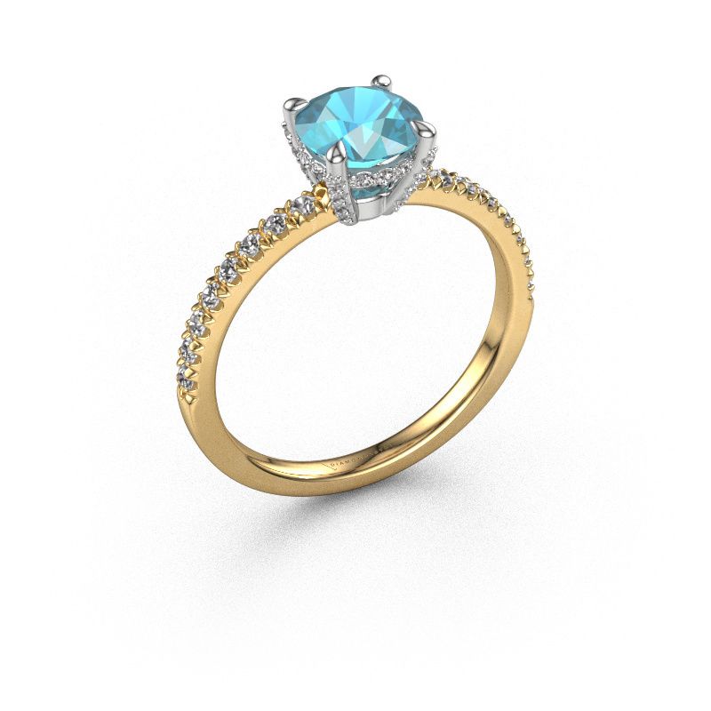 Engagement ring Saskia rnd 1 585 gold blue topaz 6.5 mm